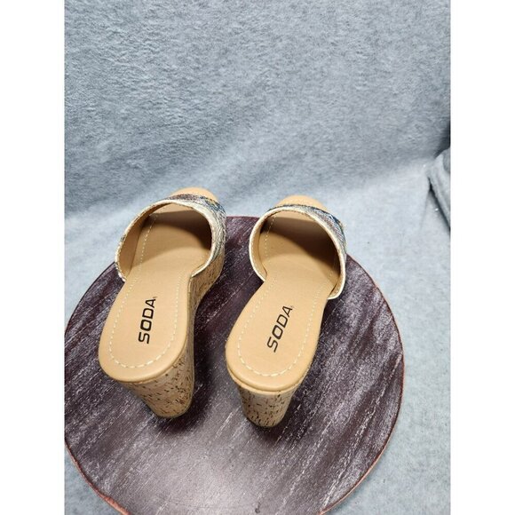 Soda Womens Snake Print Cork Wedge Sandals Size 8 - Picture 9 of 12